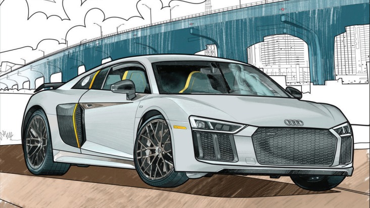 Audi R8 coloured sketch