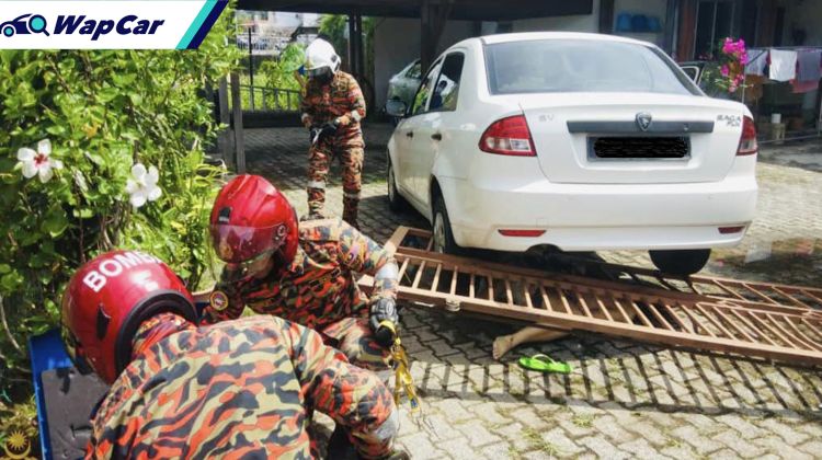 Proton Saga rempuh pagar rumah, hempap dan sepit wanita Indonesia hingga parah di KK