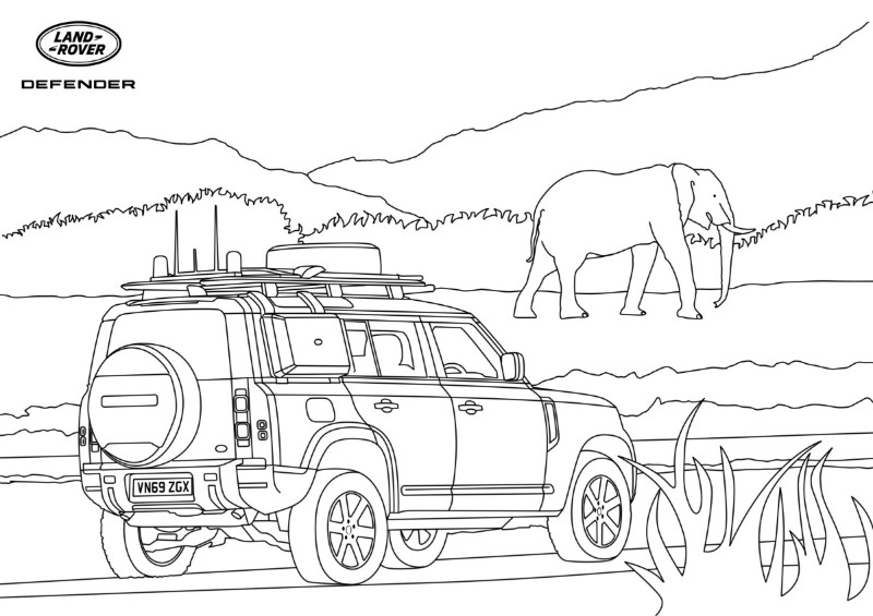 Land Rover Defender colouring page 