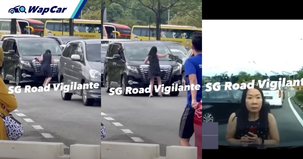 Video: PDRM tracing woman who ripped off number plate of Toyota Alphard at the Tuas Second Link 01