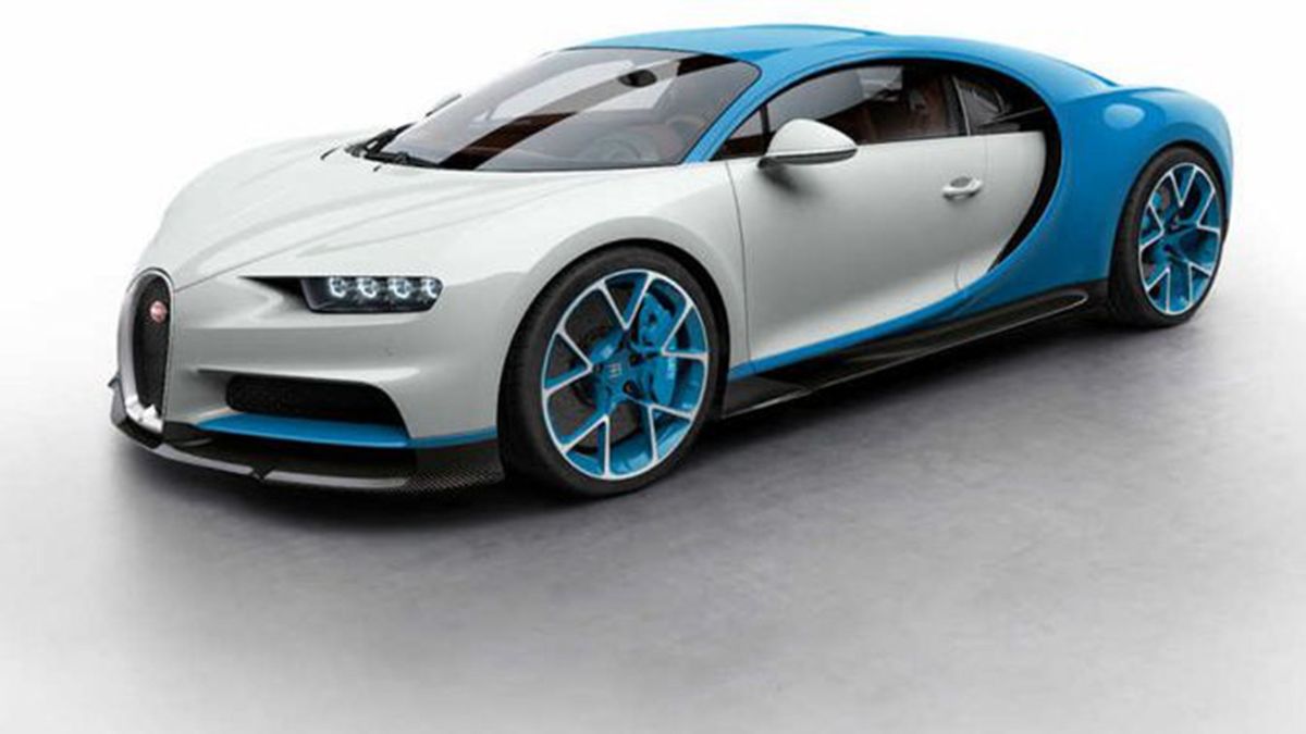 Bugatti Chiron Light Blue and White With Carbon Fiber Accents