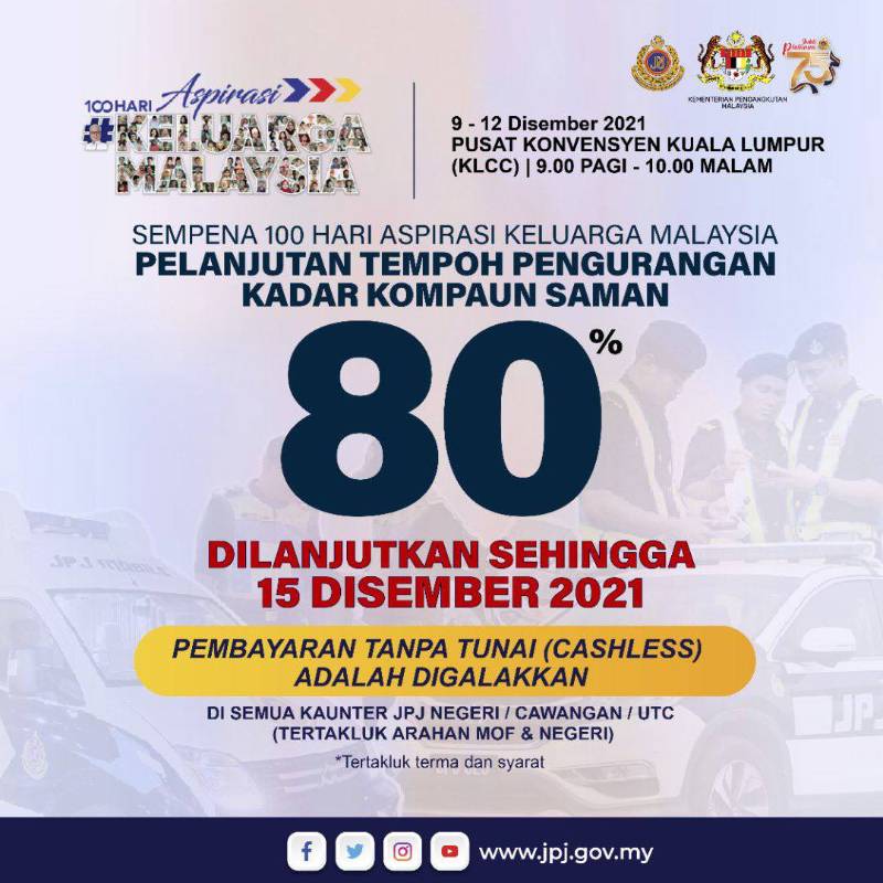 80% JPJ and PDRM summons' 'family discount' period extended further 02
