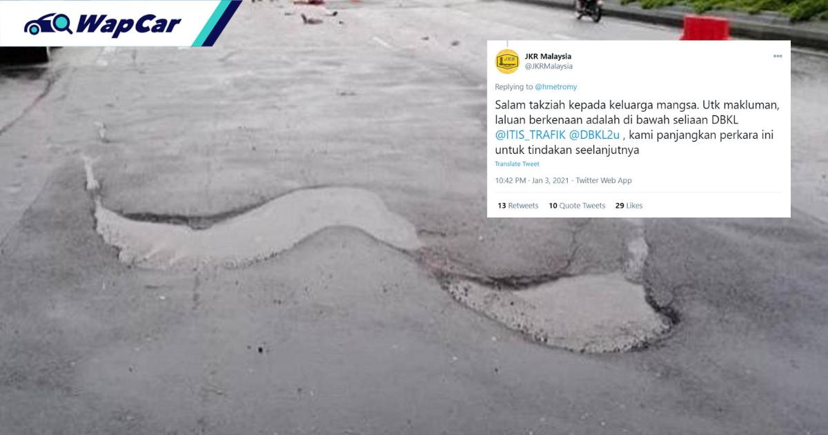 JKR Tweets that the pothole which claimed 75-year-old’s life is DBKL's responsibility 01
