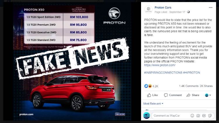 This is why there's still no confirmed price list for the Proton X50 yet