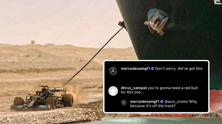 Mercedes-AMG F1 team makes a joke about the Suez Canal blockage
