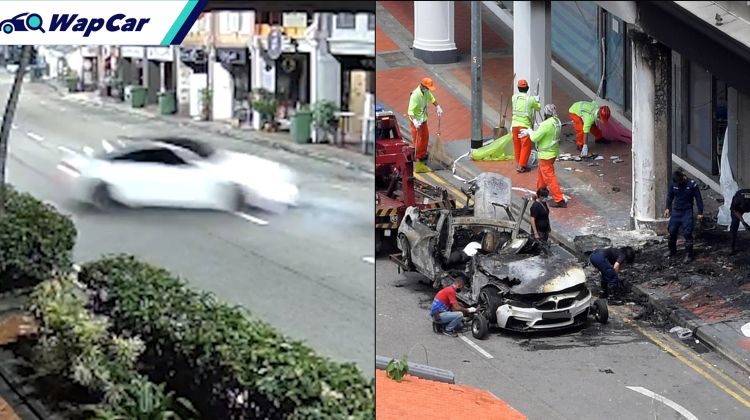 Video baru BMW M4 kemalangan di Tanjong Pagar tular, wanita nekad berlari ke dalam api